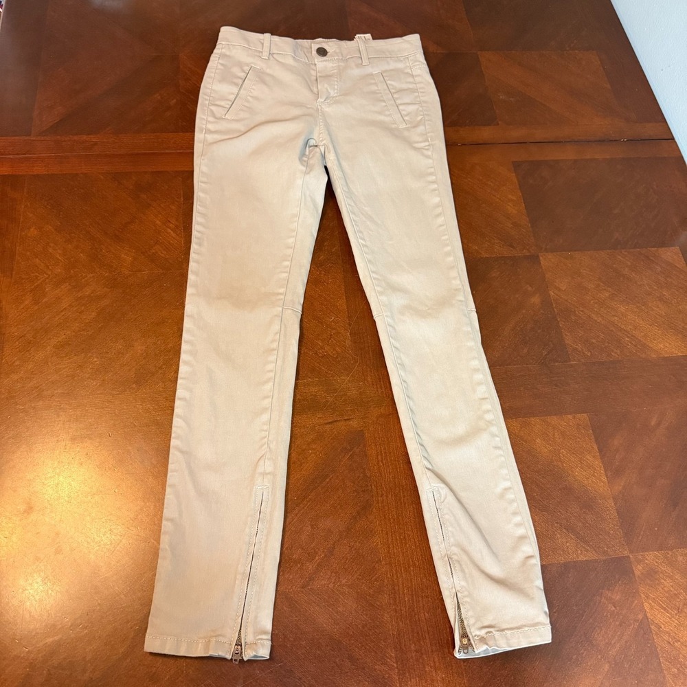 Massimo Dutti Women's Skinny Fit Pants Beige Stretch Ankle Zip EU 34 US XS